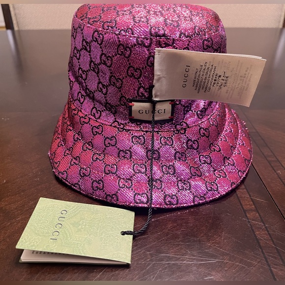 New Gucci GG Supreme Logo Floral Double Sided Bucket Hat - Picture 6 of 15